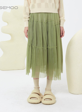 容子木ROSEMOO【商场同款】清透垂感压褶纱裙RMT2QP106A