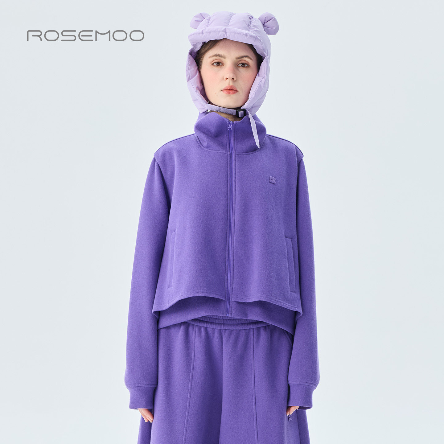 容子木ROSEMOO2026冬【商场同款】高领A字假两件外套RWM4WC213B