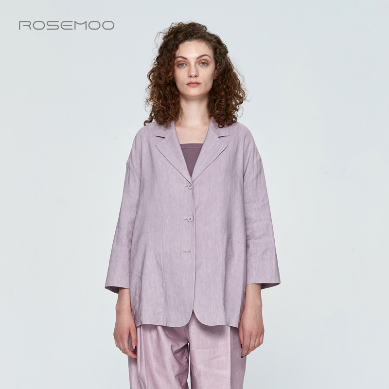 ROSEMOO/容子木【商场同款】休闲光泽感亚麻七分袖西服RYH1XL321C-封面