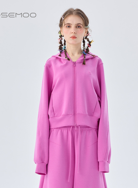 容子木ROSEMOO26春商场同款微弹长绒棉连帽短款外套RWM1WC203B