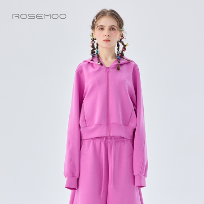 容子木ROSEMOO26春商场同款微弹长绒棉连帽短款外套RWM1WC203B