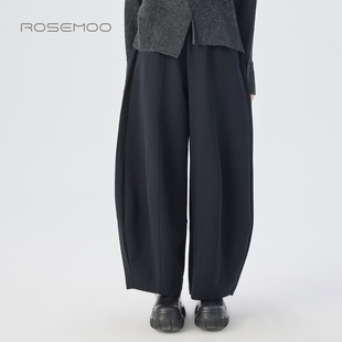 RSS4KC214B 微弹挺阔宽松弧形长裤 容子木ROSEMOO25冬 商场同款