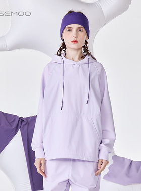 容子木ROSEMOO24年春新款哑光轻薄微弹拼接款套头卫衣RCL1TP223B