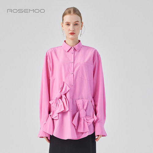 容子木ROSEMOO25春【商场同款】清透蝴蝶结中长款衬衫RSS1CC427D