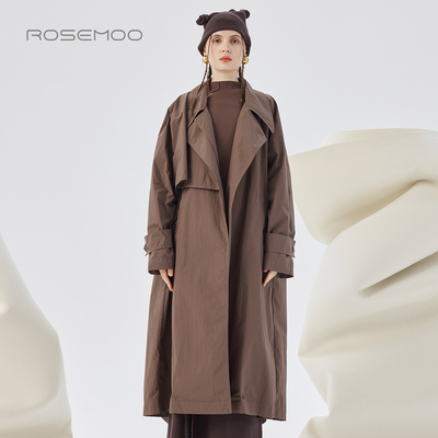 容子木ROSEMOO25秋【商场同款】哑光质感腰带长款风衣RSS3FP305C