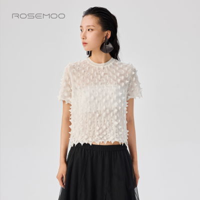 容子木ROSEMOO26夏【商场同款】亲肤柔软透气圆领上衣RWM2TP138A