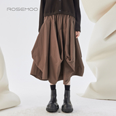 容子木ROSEMOO25秋商场同款 哑光质感花苞松紧腰半裙RSS3QP306C
