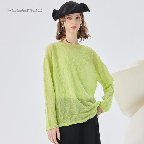 容子木ROSEMOO25秋【商场同款】清透褶皱肌理套头上衣RSS3TP133A