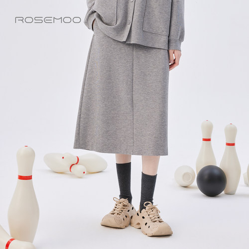 容子木ROSEMOO25秋【商场同款】微弹亲肤棉感开叉半裙RSS3QC232B