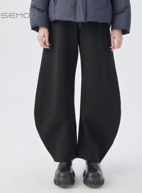 容子木ROSEMOO25冬商场同款微弹挺阔宽松松紧腰长裤RSS4KC213B