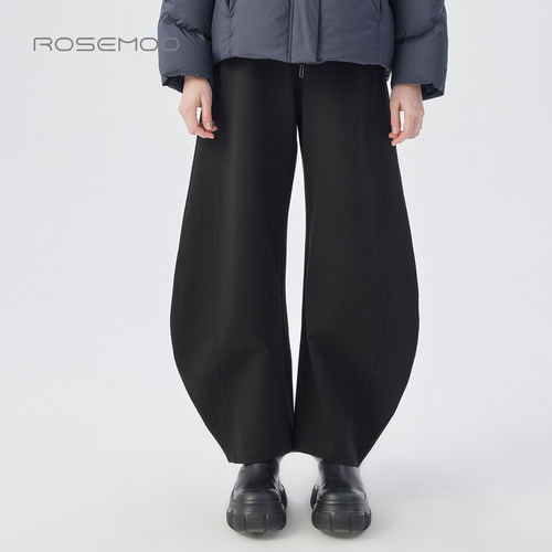 容子木ROSEMOO25冬商场同款微弹挺阔宽松松紧腰长裤RSS4KC213B