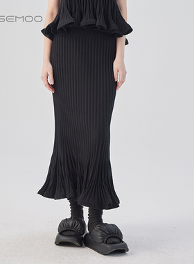 容子木ROSEMOO25春【商场同款】亲肤波浪下摆毛织半裙RSS1QP453D