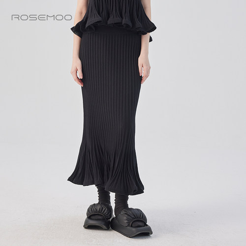 容子木ROSEMOO25春【商场同款】亲肤波浪下摆毛织半裙RSS1QP453D
