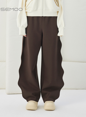 容子木ROSEMOO25冬商场同款光滑棉感微弹波浪边长裤RSS4KP318C