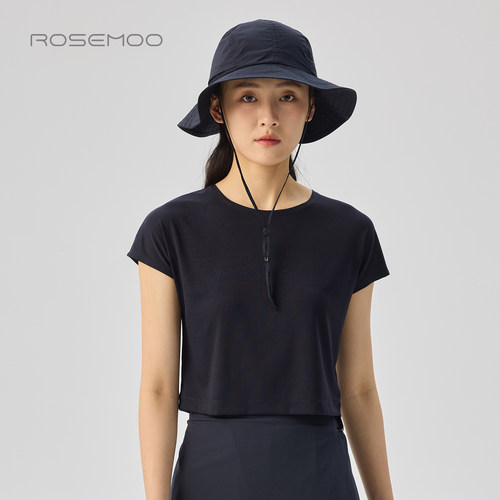 ROSEMOO/容子木26夏【商场同款】亲肤滑爽圆领短款上衣RWM2TS251B