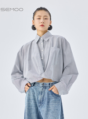 容子木ROSEMOO26春【商场同款】全棉下摆捏褶短款衬衫RWM1CC267B