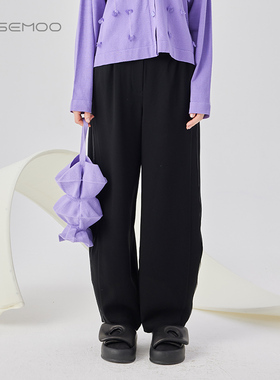 容子木ROSEMOO24年秋季新款轻薄垂顺拼接纱宽松长裤RCL3KP111A