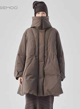 容子木ROSEMOO24年冬季新款亮面双压弧线中长款羽绒服RCL4YP317C
