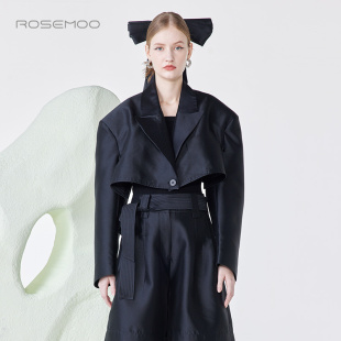 RCL1XC273B 含桑蚕丝棉感短西装 ROSEMOO 容子木24年春新款