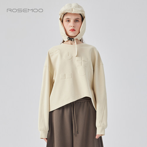 容子木ROSEMOO24年冬季新款微弹肌理感几何图案套头衫RCL4TC417D
