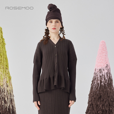 容子木ROSEMOO24年冬季新款亲肤肌理感毛织开衫RCL4NP151A
