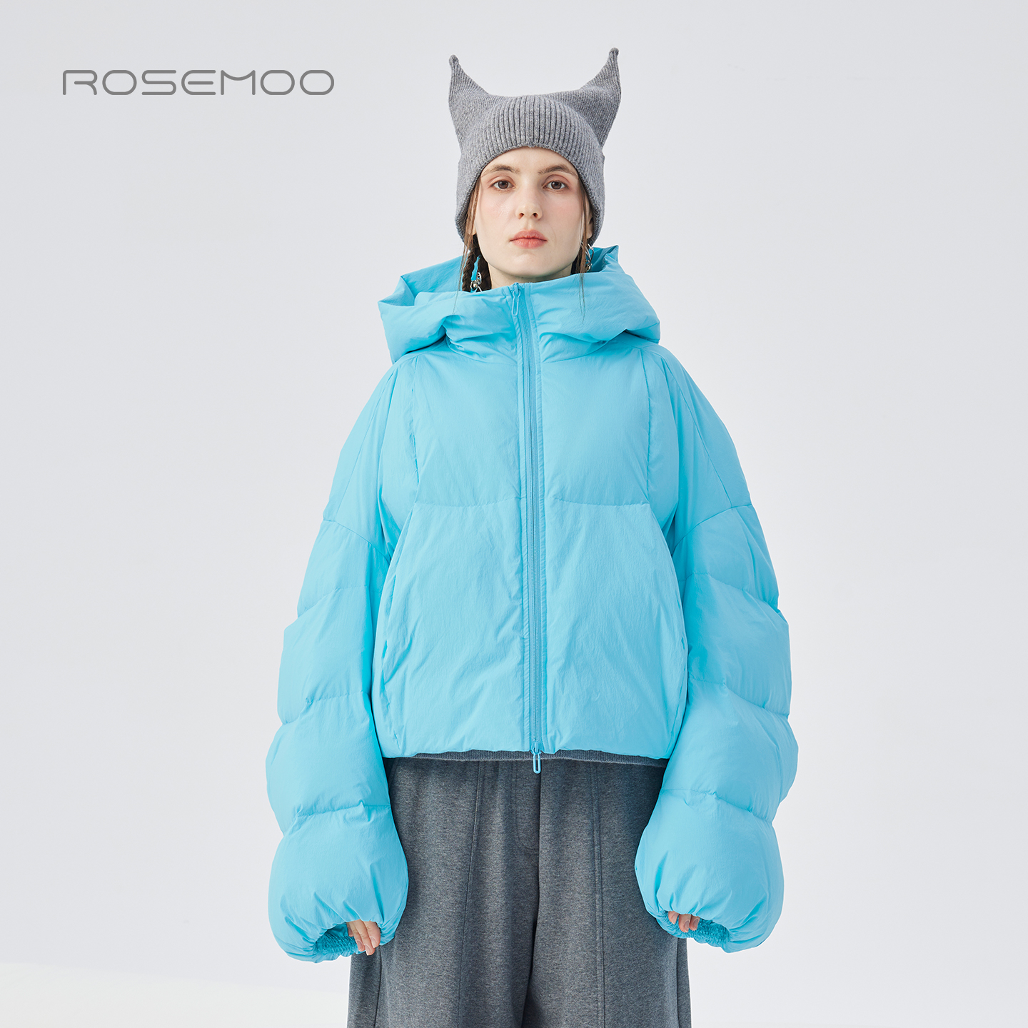 容子木ROSEMOO25冬商场同款轻暖舒适连帽大方块羽绒服RSS4YP407D