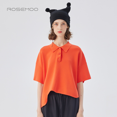 ROSEMOO/容子木25秋商场同款干爽弧形下摆POLO领上衣RSS3TP246B