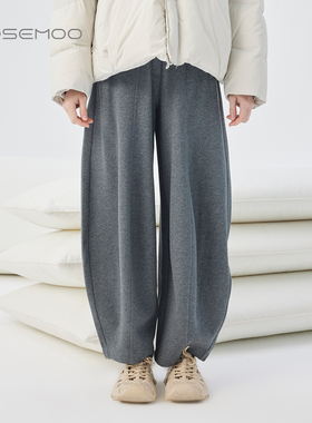 容子木ROSEMOO25冬商场同款棉感加绒松紧腰宽松长裤RSS4KC432D