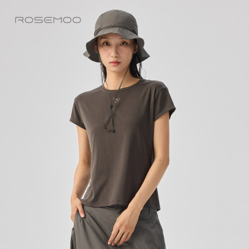 ROSEMOO/容子木26夏【商场同款】微弹圆领刺绣T恤上衣RWM2TP430D