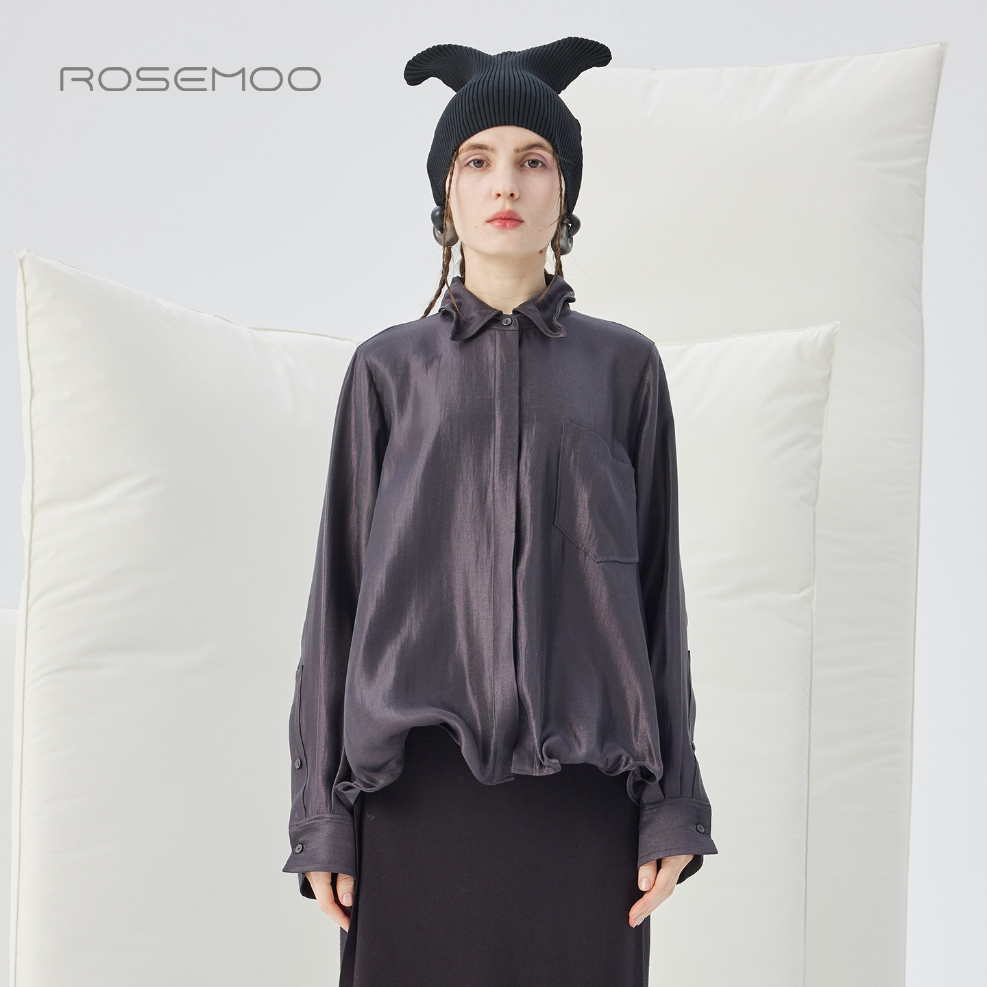 容子木ROSEMOO【商场同款】光泽感垂顺可塑型衬衫上衣RSS4CP124A