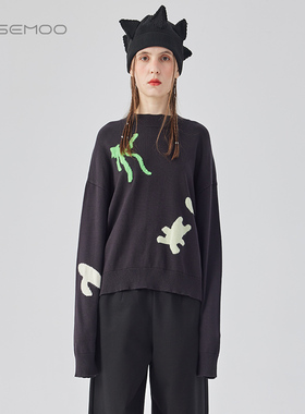 容子木ROSEMOO24年冬季新款舒适干爽纱图案套头衫RCL4TP231B