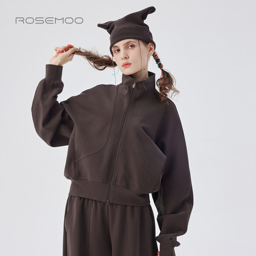 容子木ROSEMOO25秋【商场同款】微弹棉感拼接短款外套RSS3WC435D