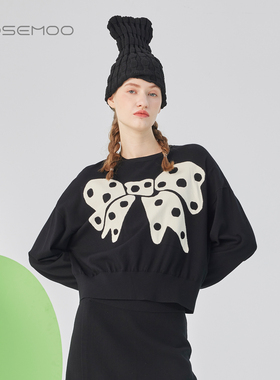 容子木ROSEMOO26春商场同款亲肤柔软蝴蝶结撞色上衣RWM1TP016T