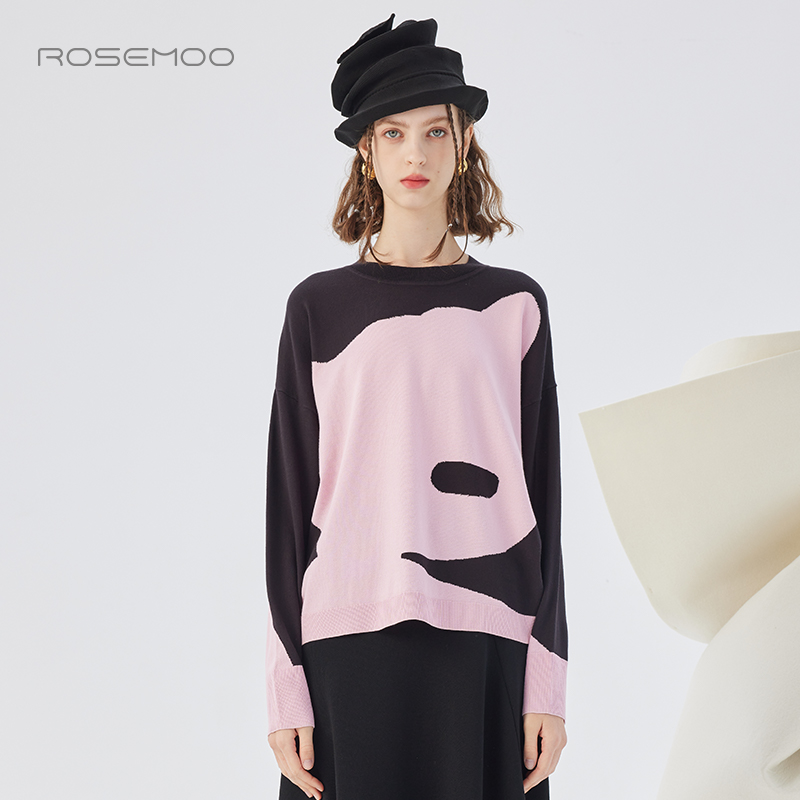 容子木商场同款ROSEMOO25秋商场同款提花毛织长袖上衣RSS3TP147A