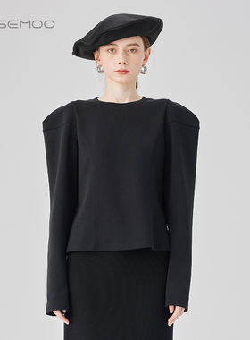 容子木ROSEMOO24年秋季新款微弹亲肤宽肩套头衫RCL3TC412D