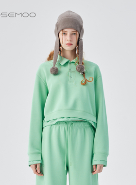 容子木ROSEMOO25冬商场同款棉感肌理撞色拼接套头上衣RSS4TC256B