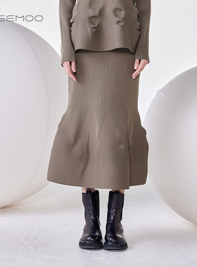容子木ROSEMOO【商场同款】挺阔质感毛织半裙RMT3QP292B