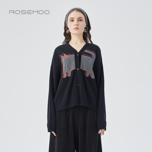 RSS4NW445D 绵羊毛图案毛织开衫 容子木ROSEMOO25冬 商场同款
