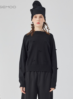 容子木ROSEMOO24年冬季新款柔软亲肤小蝴蝶结套头衫RCL4TP141A