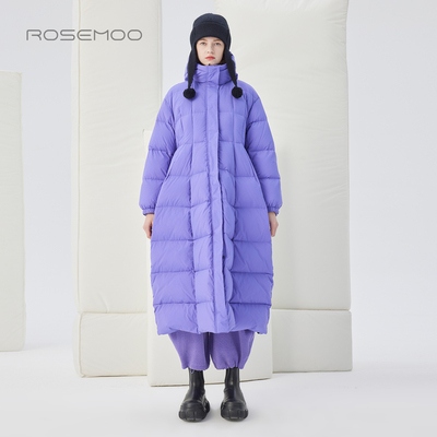 容子木ROSEMOO25冬商场同款微皱肌理感连帽A摆羽绒服 RSS4YP307C
