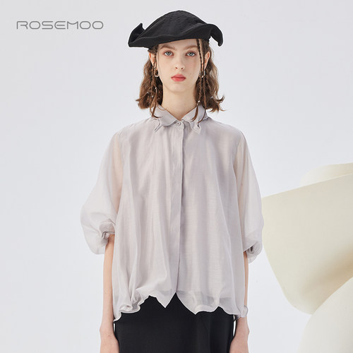 容子木ROSEMOO25秋商场同款垂顺可塑下摆可塑袖衬衫RSS3CP118A