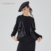 亲肤舒适拼接款 容子木ROSEMOO24年冬季 新款 毛织套头RCL4TP322C