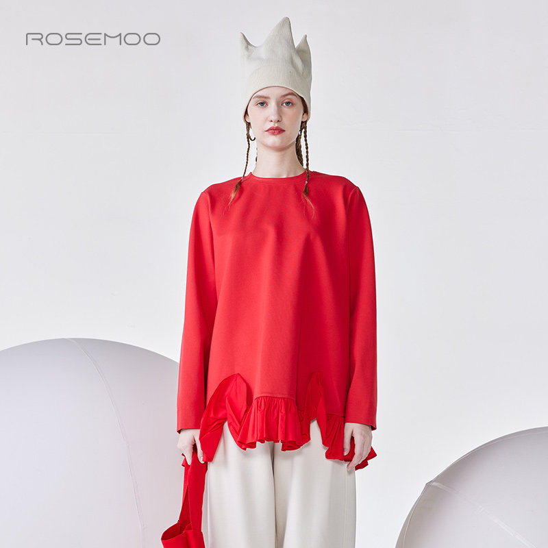 24年春新款柔软微弹拼接款套头衫