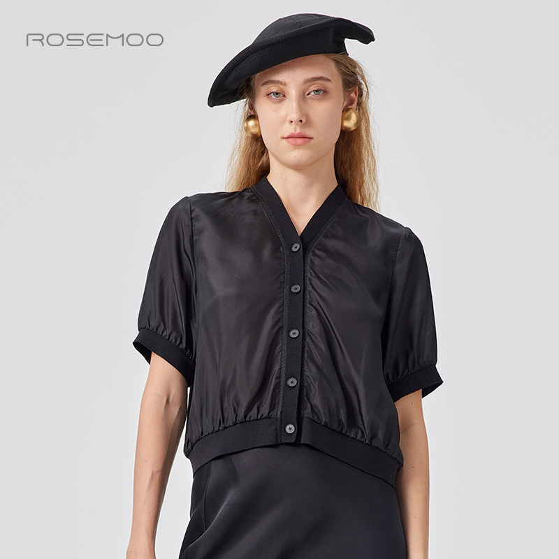 容子木ROSEMOO25年夏季新款桑蚕丝V领开衫RSS2NS328C
