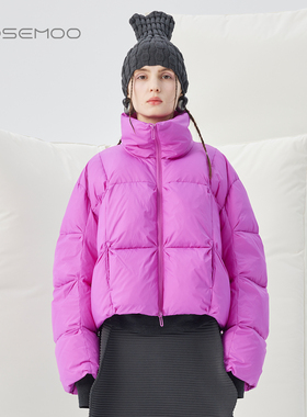 容子木ROSEMOO25冬商场同款光泽感细腻捏褶短款羽绒服RSS4YP112A
