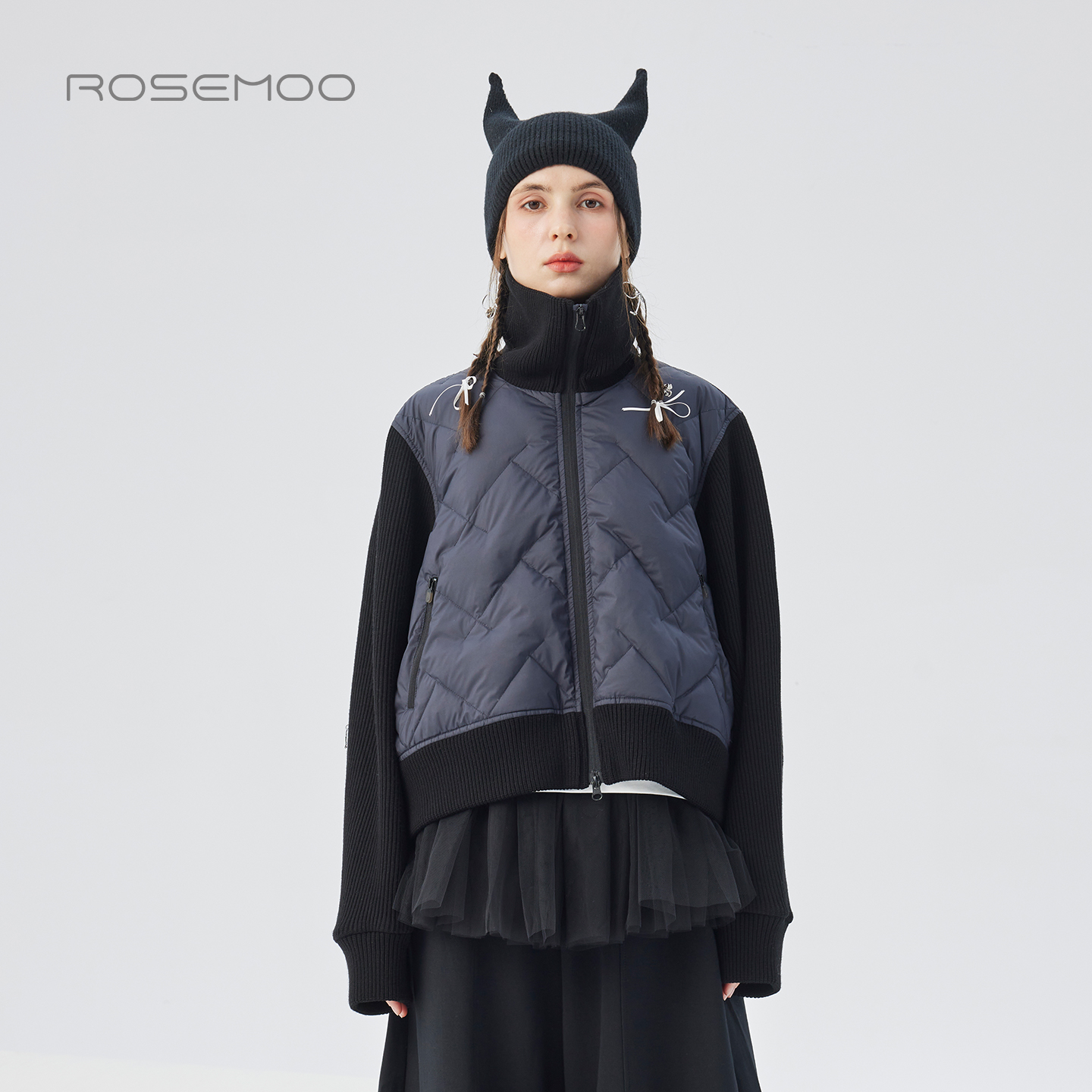 容子木ROSEMOO25冬【商场同款】毛织拼接轻薄羽绒服RSS4YC271B