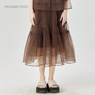 容子木ROSEMOO24年夏季 微皱微颗粒感半裙RCL2QP273B 新款