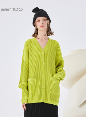 容子木ROSEMOO25秋【商场同款】肌理感中长款V领开衫RSS3NS337C