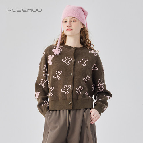容子木ROSEMOO24年冬季新款软糯图案开衫RCL4NP436D