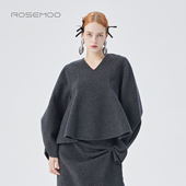 容子木ROSEMOO25冬商场同款 绵羊毛细腻双面呢V领上衣RSS4TW443D